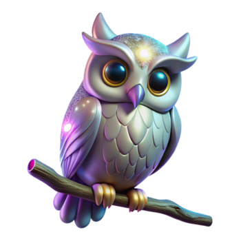 sereno abstrato 3d render do uma místico coruja autêntico png