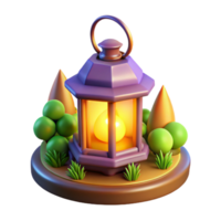 impressive abstract Illuminated Lantern 3D Render high resolution png