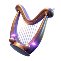 beautiful traditional 3D Render of a Sparkling Harp 4K png