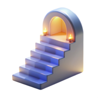 wonderful rustic 3D Render of Lit Steps Leading to Arch original png