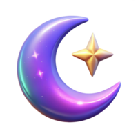 stunning minimalist Crescent Moon and Star 3D Render high resolution png