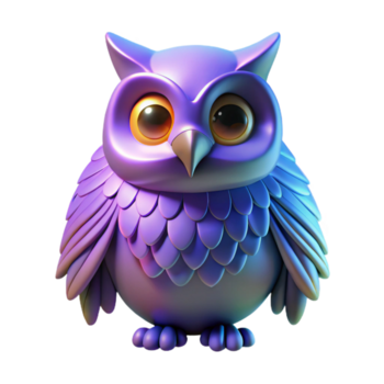 vibrante moderno fofa roxa 3d coruja ilustração exclusivo png