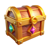 impressive rustic 3D Render Golden Treasure Chest with Gems high resolution png