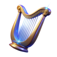 magnificent abstract Golden Harp 3D Render authentic png