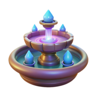 serene rustic Enchanted Fountain 3D Render premium png