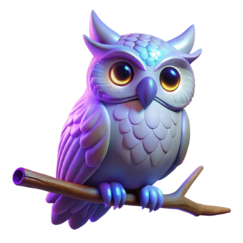 lindo clássico 3d render do uma fofa roxa coruja Prêmio png