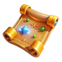vibrant rustic Golden Scroll 3D Render high quality png