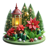 magnificent rustic Festive 3D Christmas Lantern Scene high resolution png