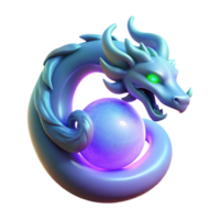 elegant modern 3D Render of a Serpentine Dragon Guarding Orb original png