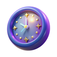 dramatic creative 3D Render of a Purple Clock with Stars original png