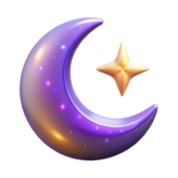 serene vintage Crescent Moon and Star 3D Render authentic png