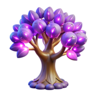 serene rustic Glowing Purple 3D Tree Illustration high resolution png