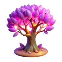 impressive modern Glowing Purple Fantasy Tree 3D Render high resolution png