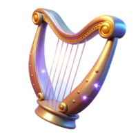 wonderful modern Golden Harp 3D Render high resolution png