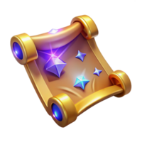 stunning rustic Golden Scroll with Gems 3D Illustration premium png