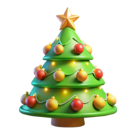 elegant artistic 3D Render Green Christmas Tree with Ornaments high quality png