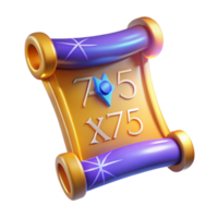 dramatic artistic 3D Render Golden Scroll x75 Multiplier high resolution png