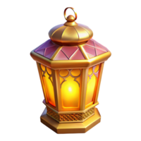 impressive modern Golden Ramadan Lantern 3D Render professional png