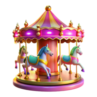 extraordinary artistic Whimsical Carousel 3D Render authentic png