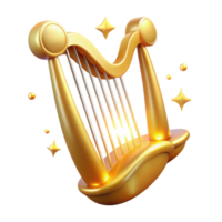 impressive abstract Golden Harp 3D Render original png