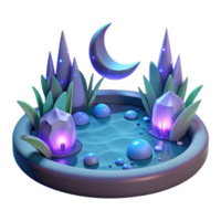 wonderful artistic Enchanted Moonlit Pond 3D Illustration original png