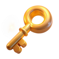 wonderful abstract Golden Key 3D Render professional png