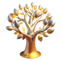 vibrant minimalist Golden 3D Tree Illustration genuine png