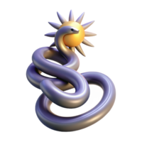 serene creative 3D Illustration Purple Snake Sun Abstract authentic png