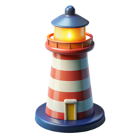 impressive traditional Cartoon Lighthouse 3D Render premium png