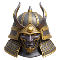 elegant minimalist 3D Render Samurai Helmet Gold Accents original png