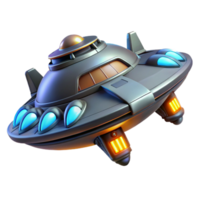 elegant rustic 3D Render Flying Saucer Spaceship Illustration professional png