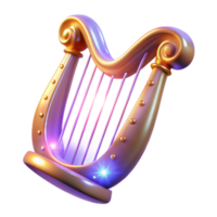 wonderful abstract Golden Harp 3D Render genuine png