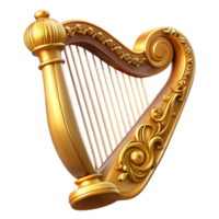 serene rustic Golden Harp 3D Render high resolution png