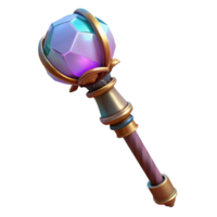 magnificent minimalist 3D Render Fantasy Scepter with Gemstone Orb professional png