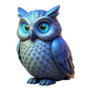 magnífico contemporâneo 3d render do uma fofa desenho animado coruja exclusivo png