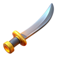 serene vintage 3D Render Golden Hilt Curved Sword Illustration high resolution png