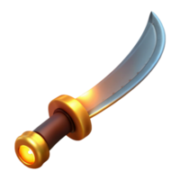 impressive rustic 3D Render Golden Hilt Curved Dagger high resolution png