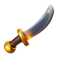 stunning traditional 3D Render of a Golden Hilt Scimitar authentic png
