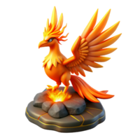sereno rústico 3d render fogosa Fénix mítico pássaro Alto qualidade png