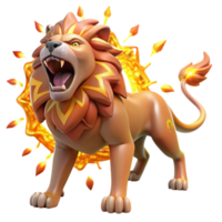 magnífico clássico fogosa leão 3d render autêntico png