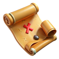 extraordinary rustic 3D Render of a Rolled-Up Parchment with a Cross Mark authentic png