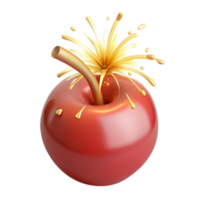 Exploding Fruit A Red Apple with Golden Fireworks png