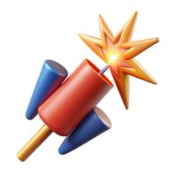 3D Render of Festive Rocket with Starburst png