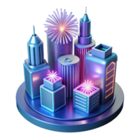 Neon Cityscape 3D Render of Futuristic Urban Structures png