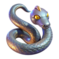 vibrant contemporary 3D Render of a Metallic Snake Illustration exclusive png
