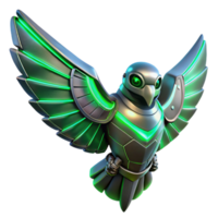 elegant rustic Cybernetic Bird 3D Render authentic png