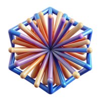 Abstract 3D Geometric Hexagon Design with Colorful Cylinders png
