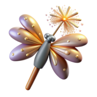 3D Render of a Dragonfly with Sparkles png