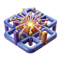 Abstract 3D Network Interconnected Nodes and Centralized Energy png