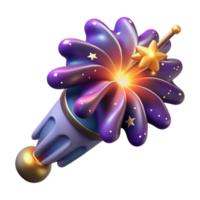 Cosmic Flower Wand 3D Render of Magical Bloom png